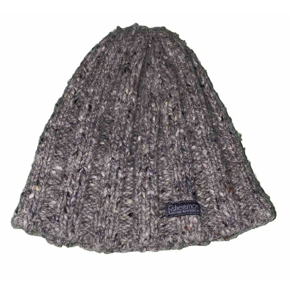 Fisherman out of ireland Beanie Hat Ribbed Cuffed Knit Wool Gray - Picture 1 of 8